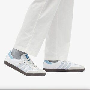 NWT Adidas Samba OG Core White/Halo Blue/Gum Women Size 9.5 Men Size 8.5